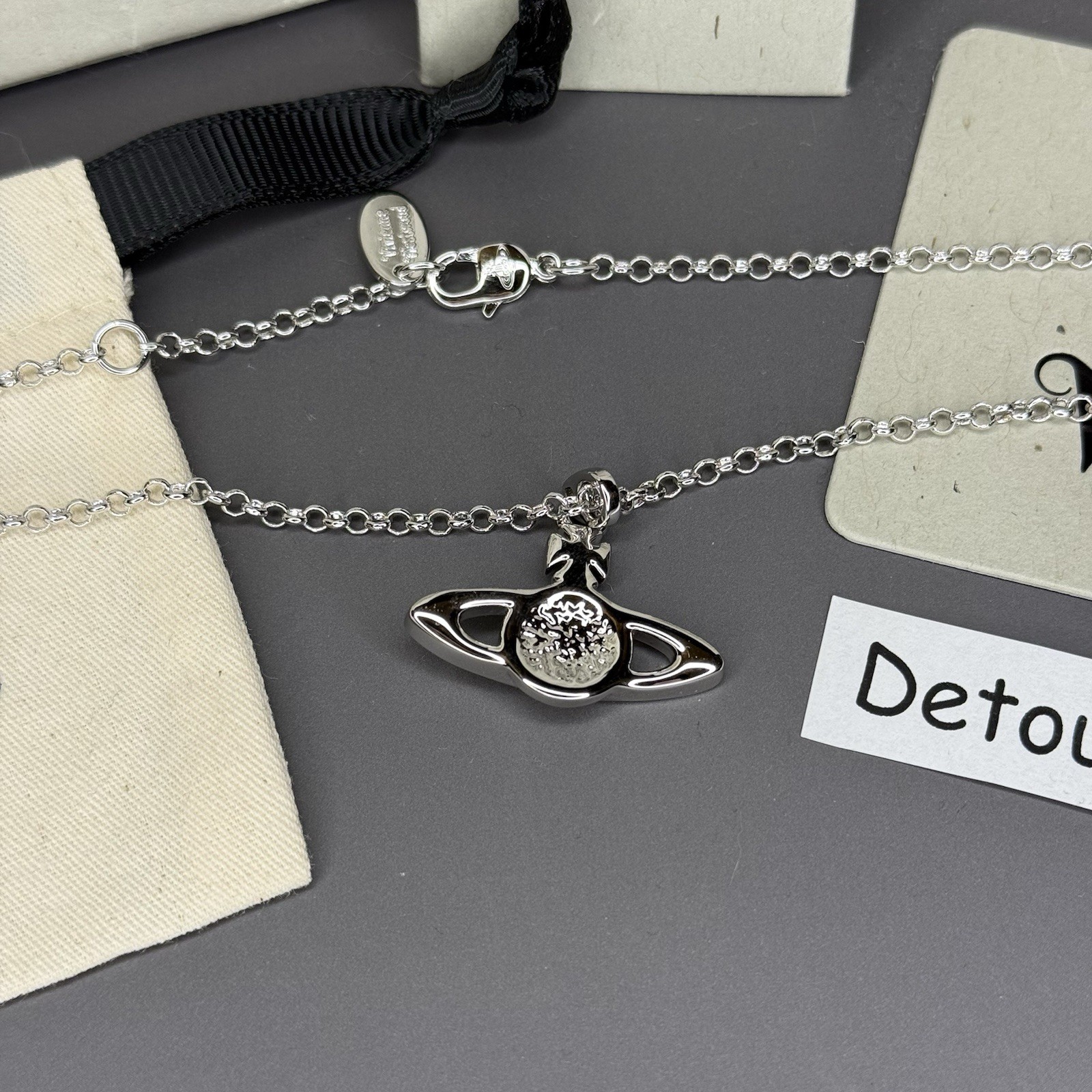 Vivienne Westwood Silver Mini Bas Relief Necklace WITH BOX