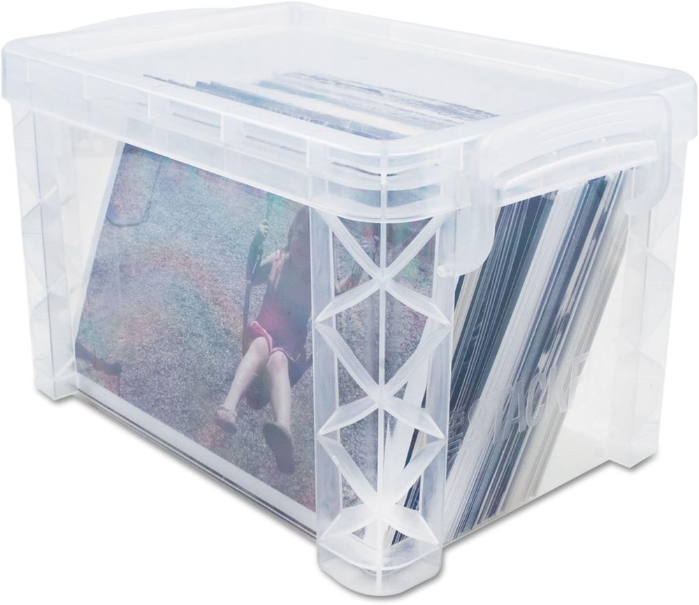Effortlessly Organize with Stackable Clear Storage Box - 400 Card Capacity