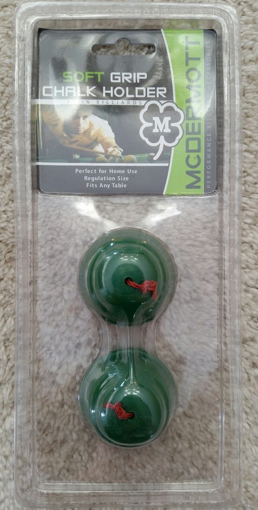 2 Pack, Soft Grip Pool Cue Chalk Holder w/ String To Attach To Table, McDermott