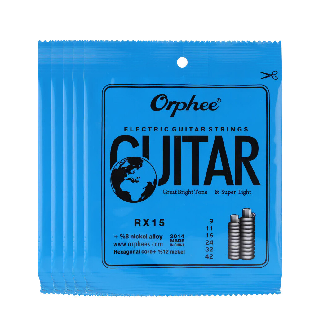 5 Sets Orphee Electric Guitar Strings Nickel Plated Super Light  6Pcs/set