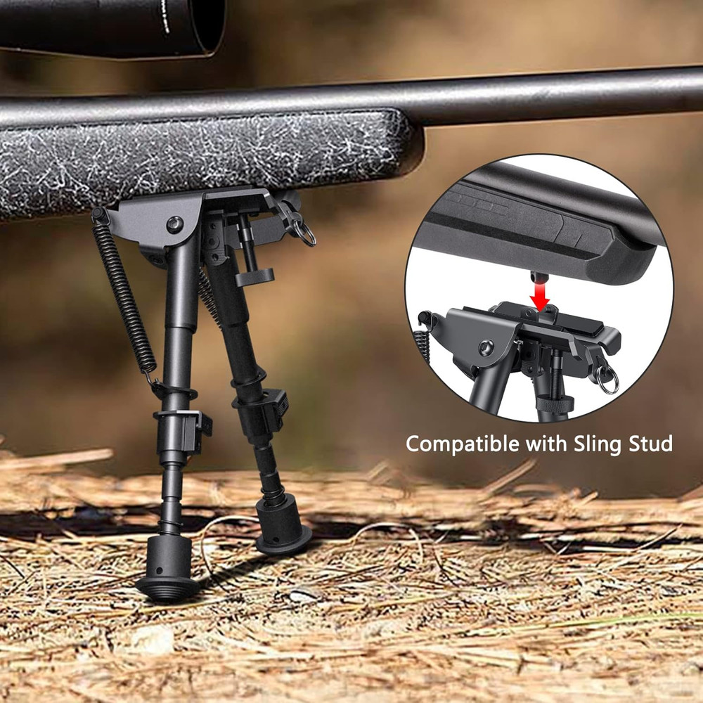 6-9" Picatinny Bipod Adjustable Spring Return with Rail Mount Adapter