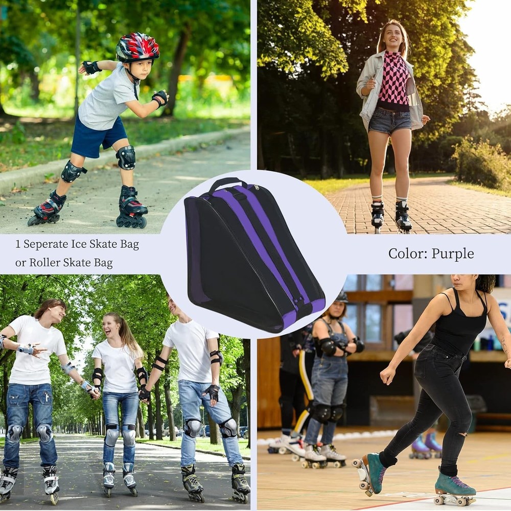 Versatile Skate Bag for Quad and Inline Skates - Large Purple Storage Solution
