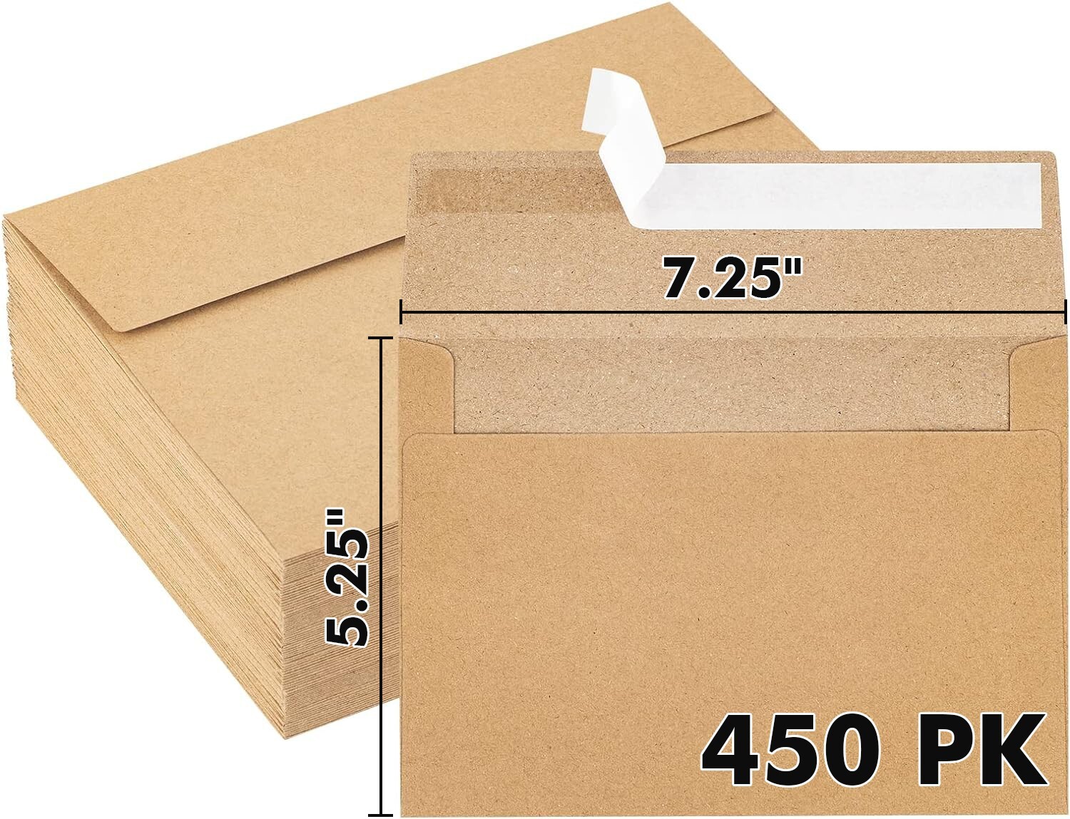 450 Invitation Envelopes Brown Kraft A7 5.25" x 7.25 for 5x7 Photos Wedding Card