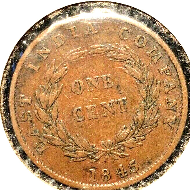 Straits Settlements 1845 cent KM 3 VF+