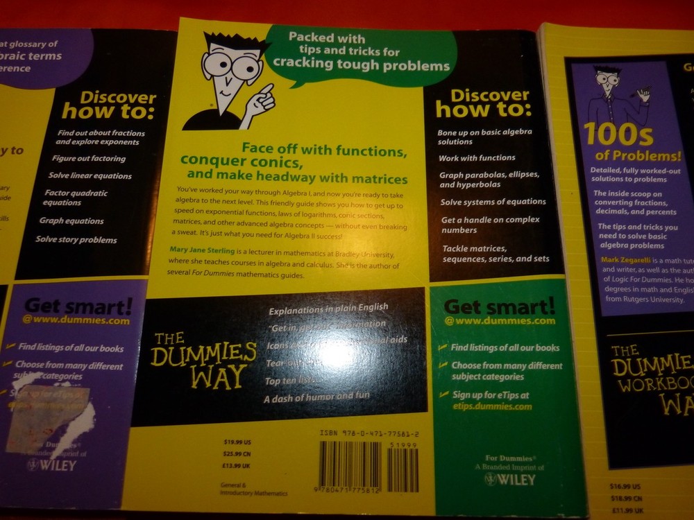 3 PACK MATH ALGEBRA BOOKS SALE For Dummies Pre Basic Math Book ❃ FreshSpun