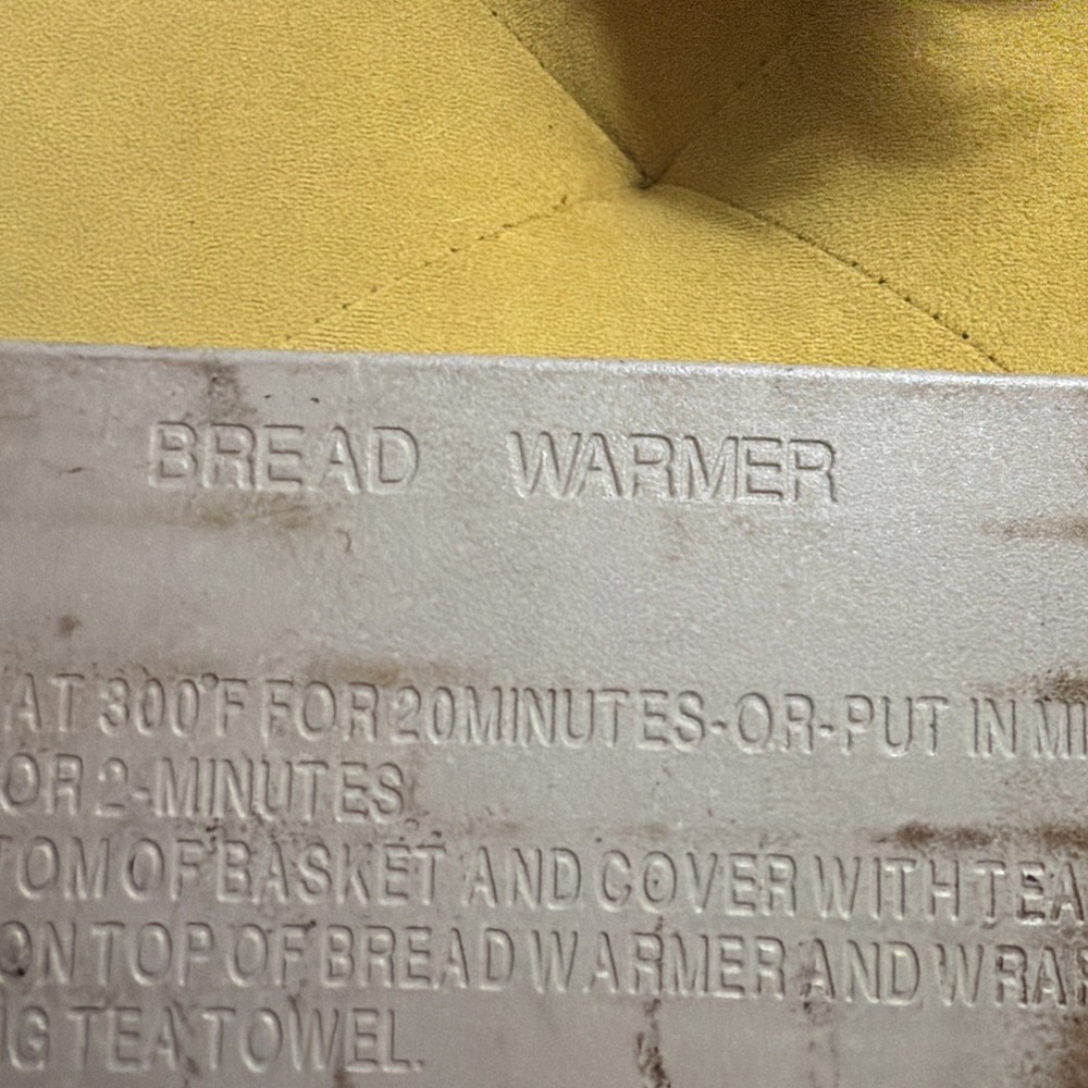 Bread Warming Stone 11.5" x 4.5" Bread Basket Wheat Design