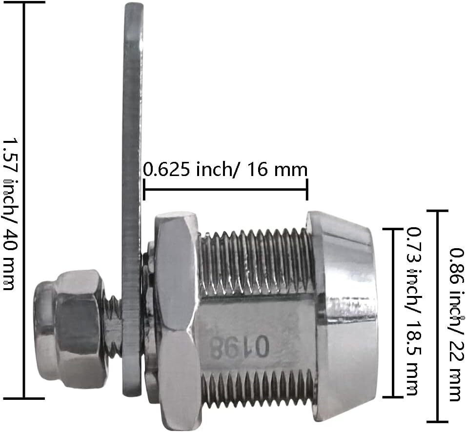 2 Pack Toolbox Lock 5/8" Tubular Cam Replacement Lock with 4 Keys