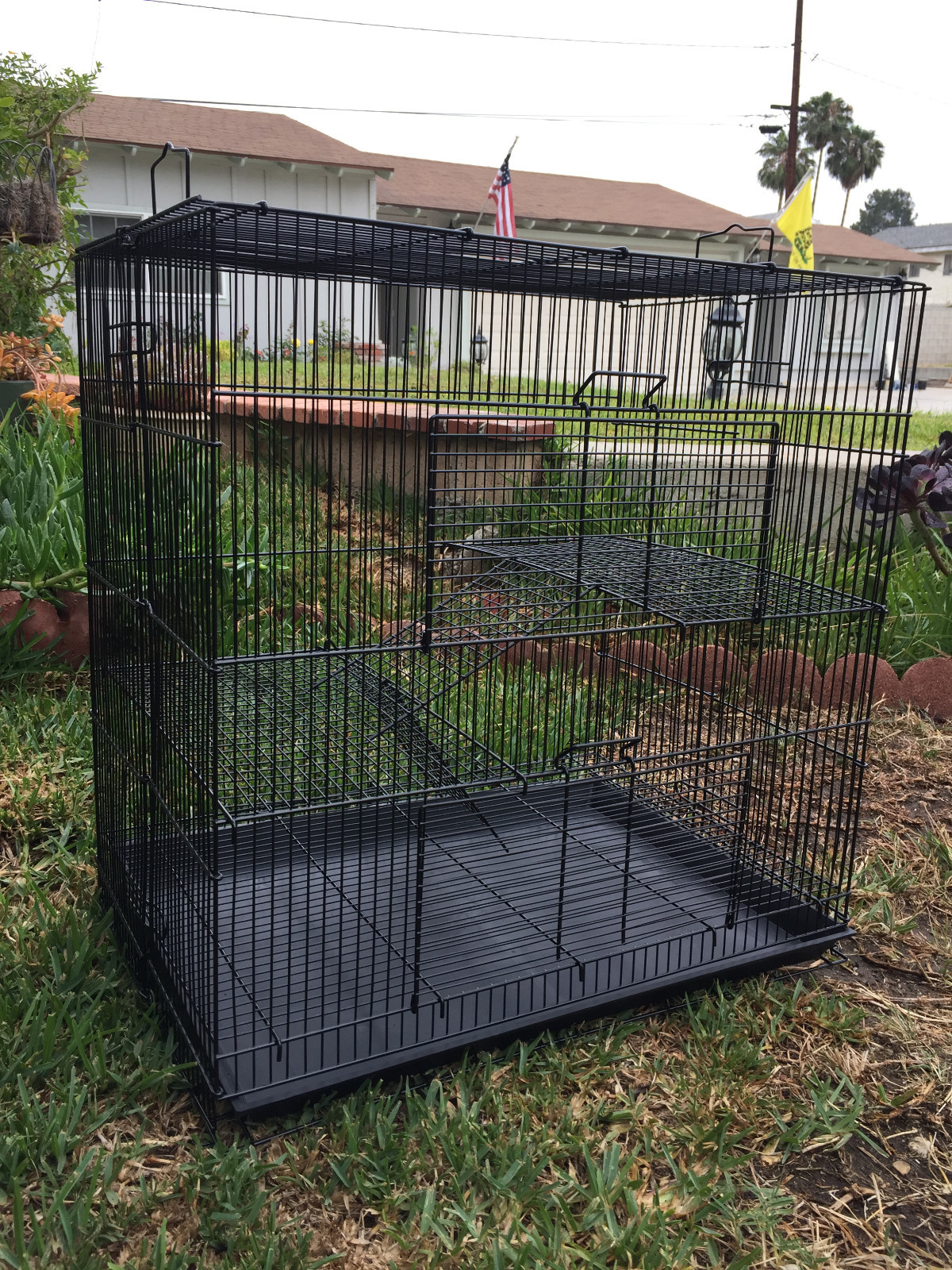 3-Levels 20" Black Chinchilla Guinea Pig Mouse Rat Mice Degu Rabbit Glider Cage