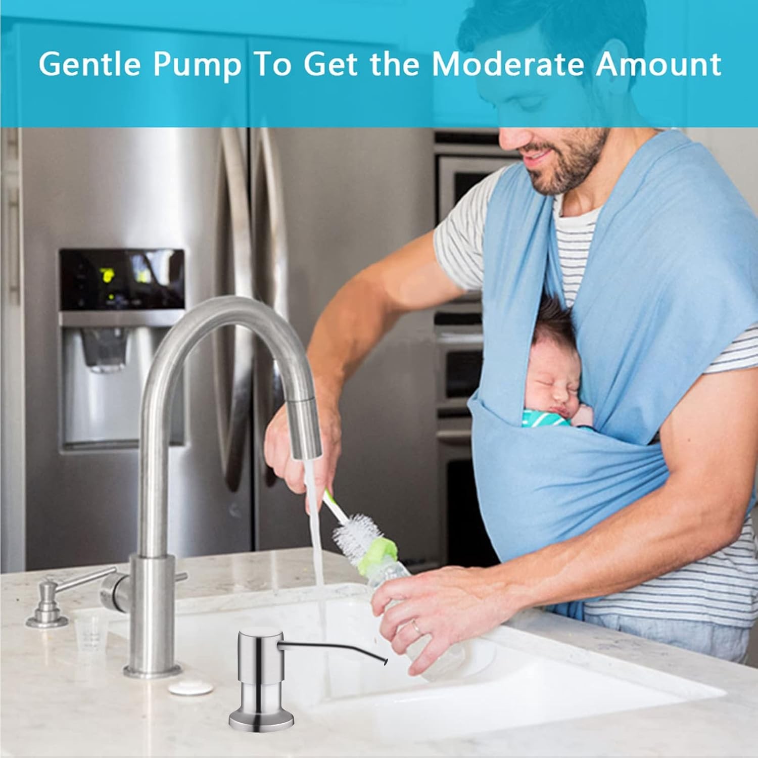 Kitchen Sink Soap Dispenser with 47" Extension Tube Brushed Nickel Soap Dishes