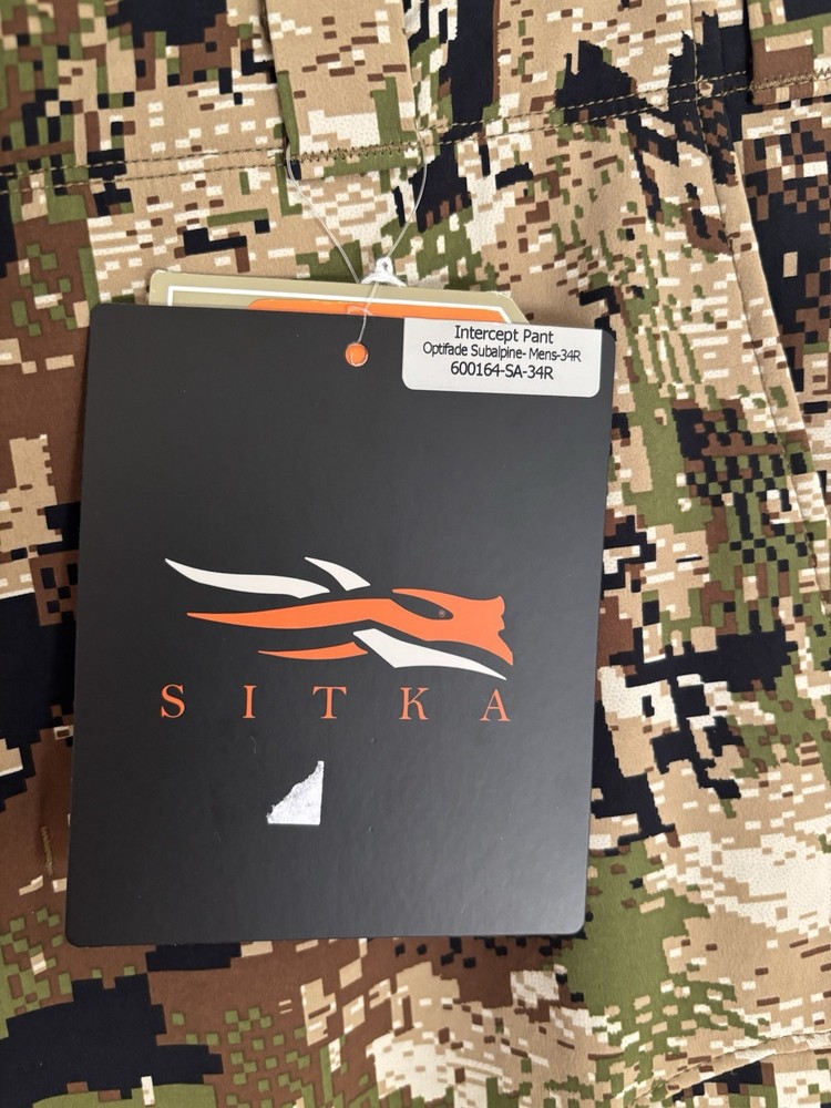 Sitka Intercept Pant Subalpine 34R New With Tags.