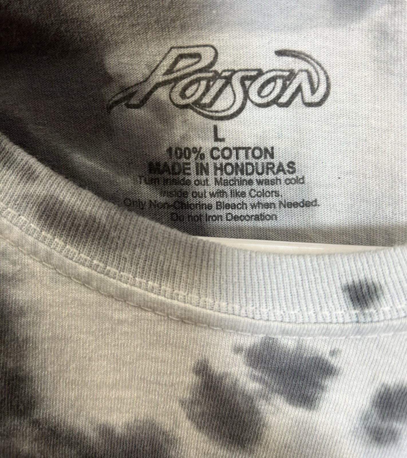 Poison Ride Like The Wind Large T-Shirt Unisex S/S Graphic Tie Dye Gray