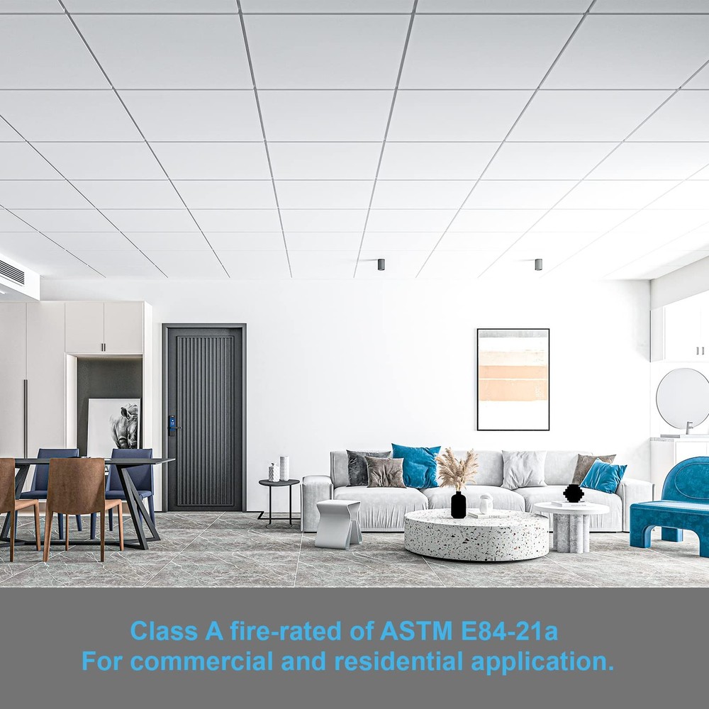 Art3d 12-Pack Smooth Drop Ceiling Tile 2ft x - 24*24, Off-White