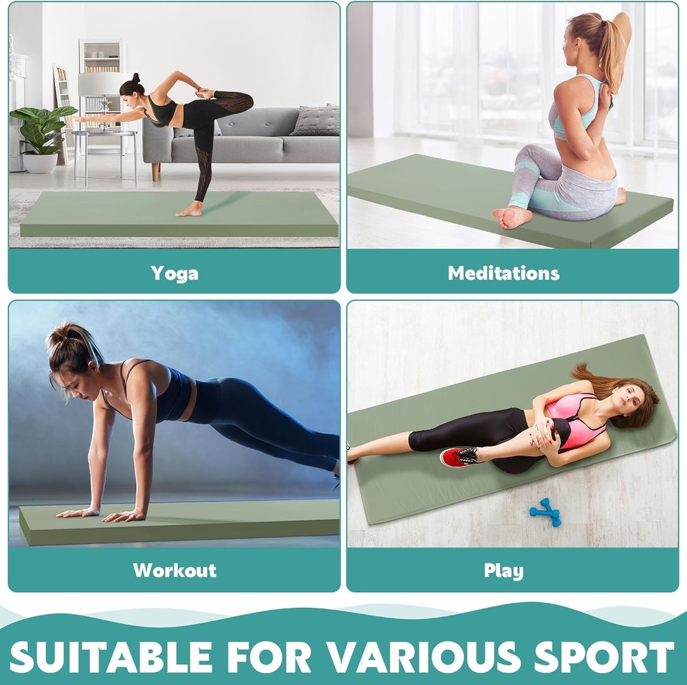 2 Inch Thi Yoga Mat, 72''x24' Foldable Extra Thi