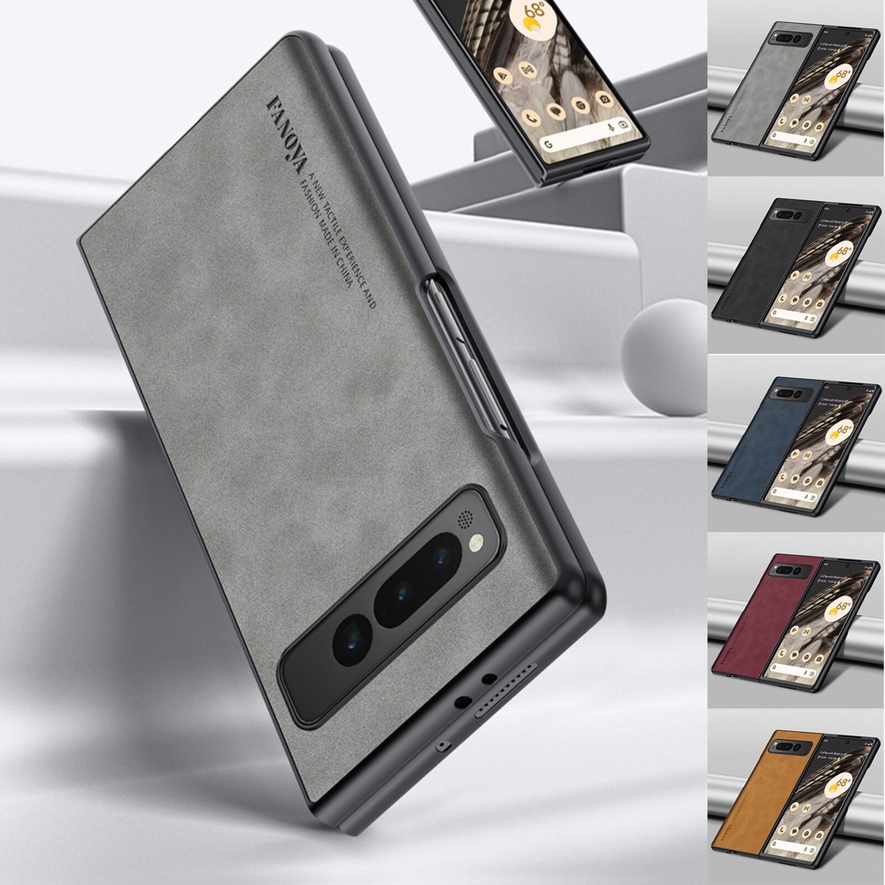 For Google Pixel Fold Shockproof Plain Leather Skin-Friendly Slim Phone Case