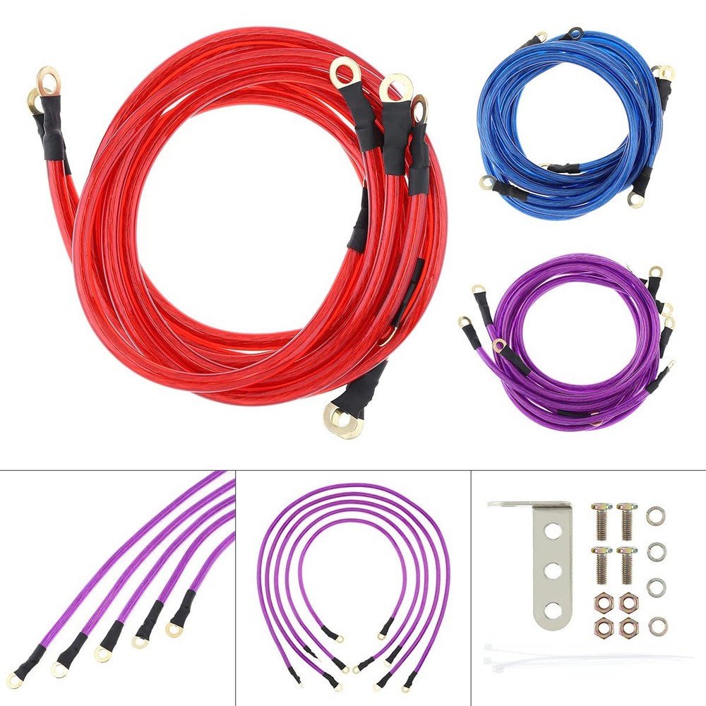 DriSentri 5 Point Car Universal Earth Ground Cables Grounding Wire System Red