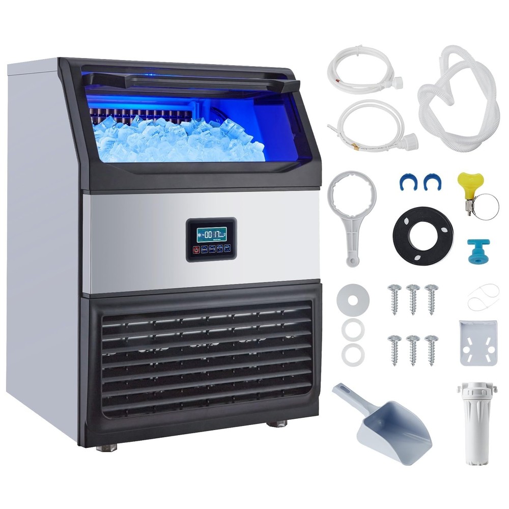 Commercial Ice Maker, 265lbs/24 Hours, Ice Maker Machine with 55lbs Storage Bin