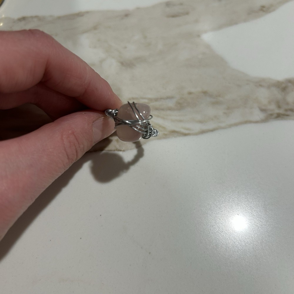 Wire Wrapped Ring With Pink Stone
