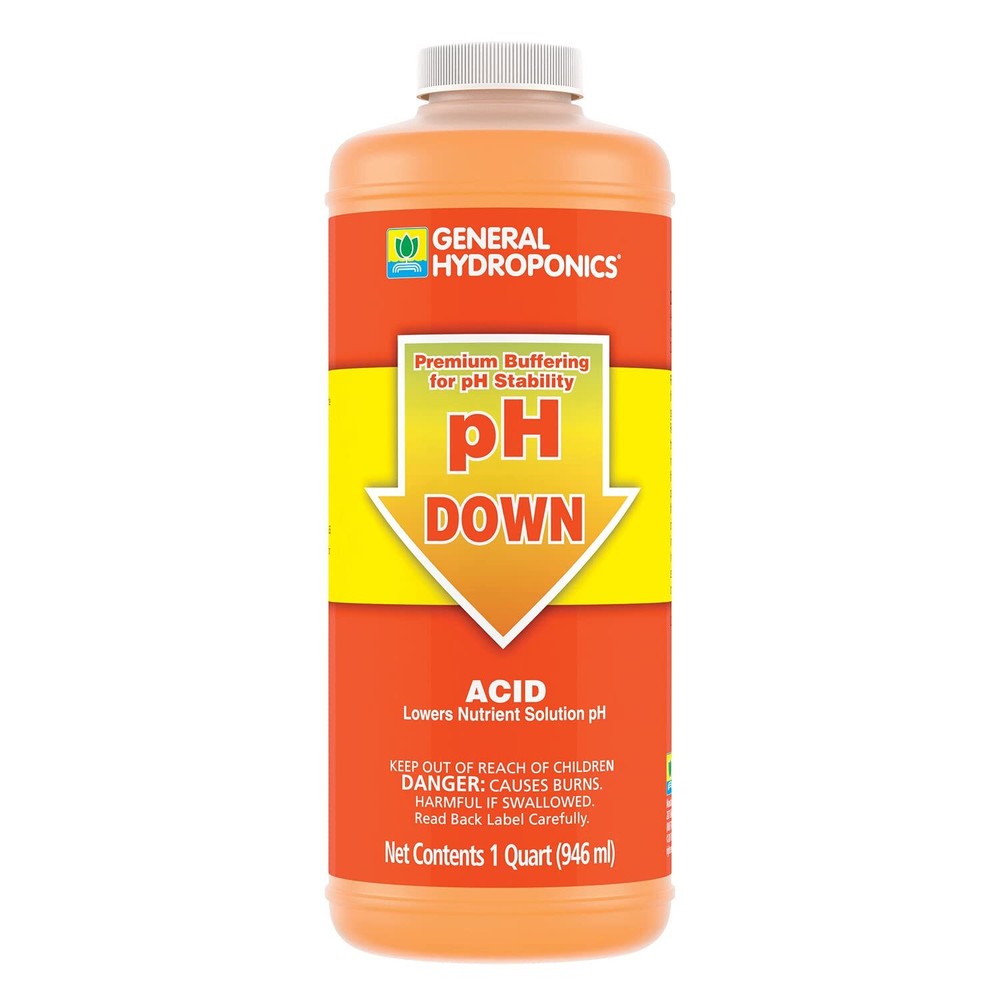 General Hydroponics pH Down Liquid Premium Buffering For pH Stability, Quart