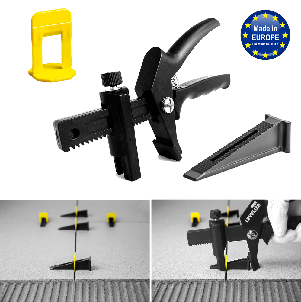 Lippage Tile Leveling System - 2000 Clips / 500 Reusable Wedges/ 1 Tool (Size L)