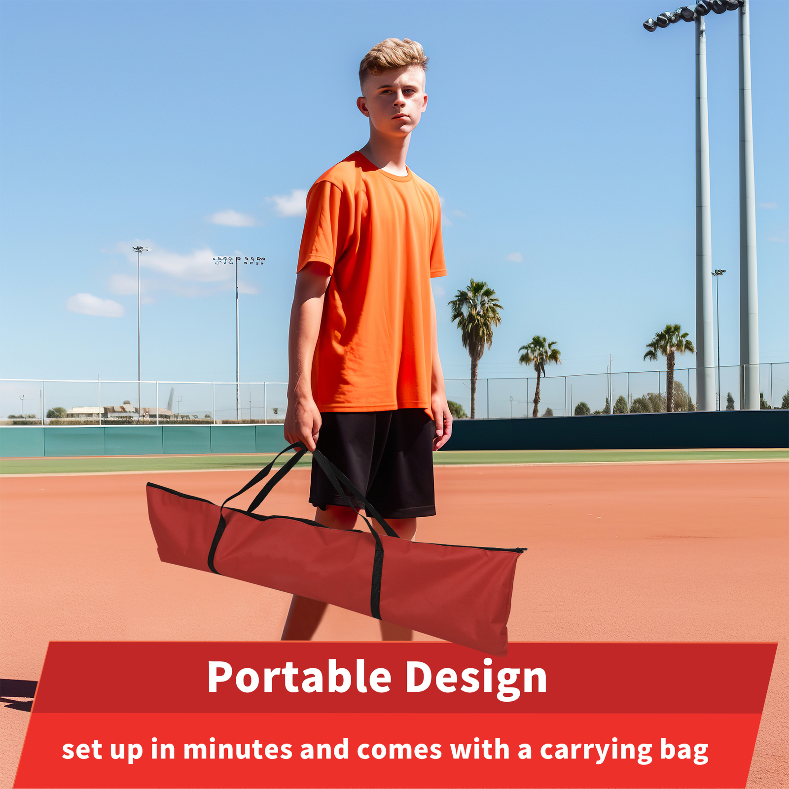 7'×7' Baseball Softball Practice Net Hitting Pitching Training Net w/Strike Zone