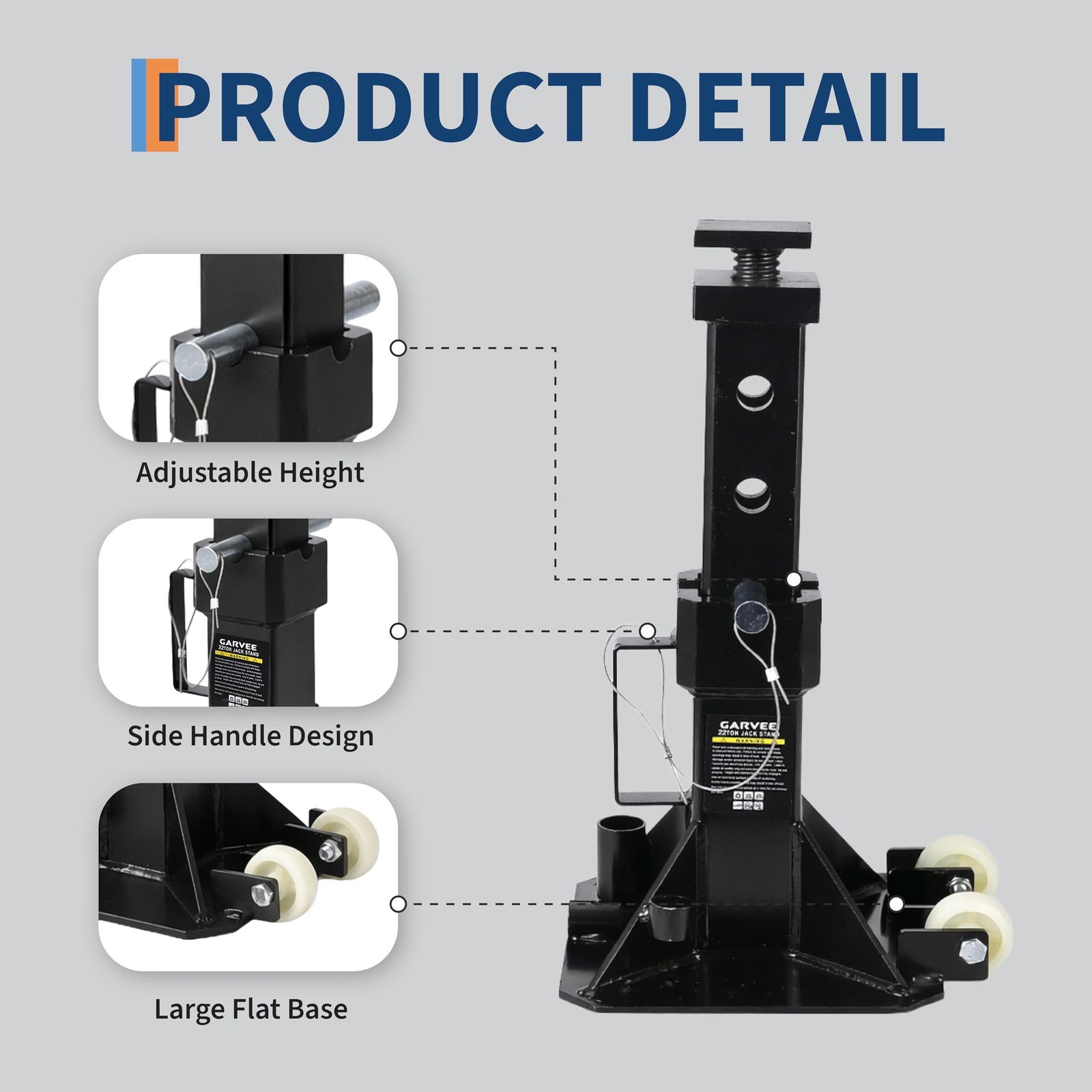 1 Pairs 22 Ton Car Jack Stand Heavy Duty Pin Type Adjustable Height 13.78-19.69"