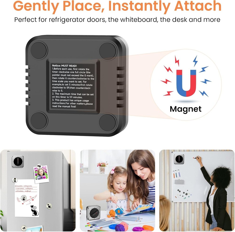 Mechanical Kitchen Timer with Magnet: Wind up Cooking Timer Clock with Loud Alar