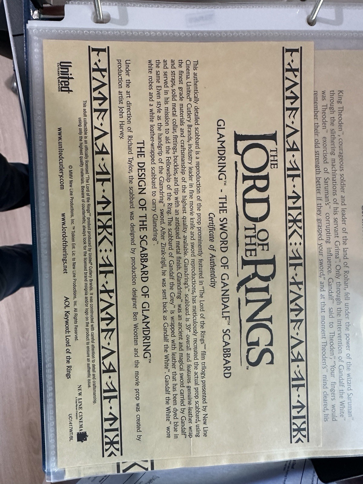 GANDALF'S GLAMDRING SWORD and SCABBARD LORD OF THE RINGS