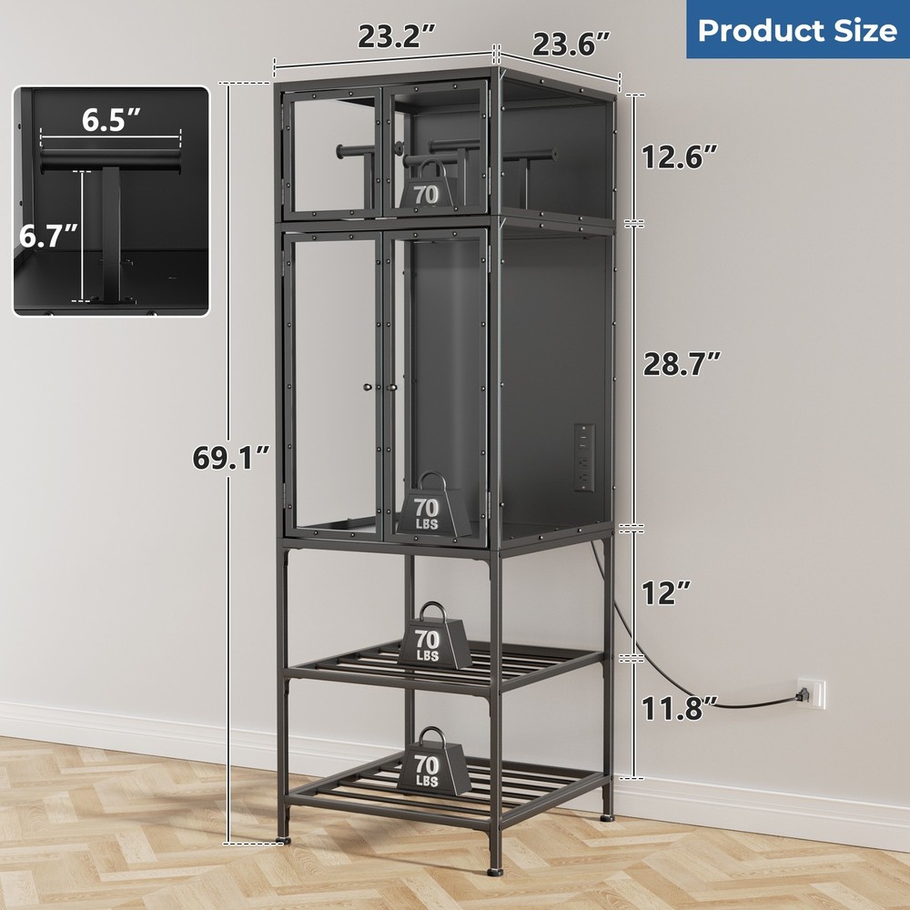 3D Printer Cabinet w/ Double Layer 3D Printer Filament Storage Rack for Studio