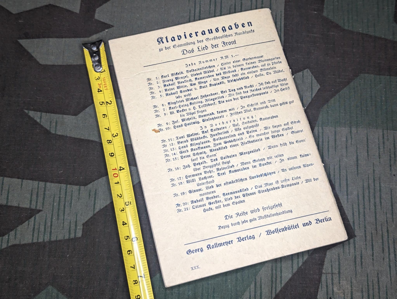 WWII German Army Soldier's Song Book Das Lied Der Front Heft 2 1940 Wehrmacht