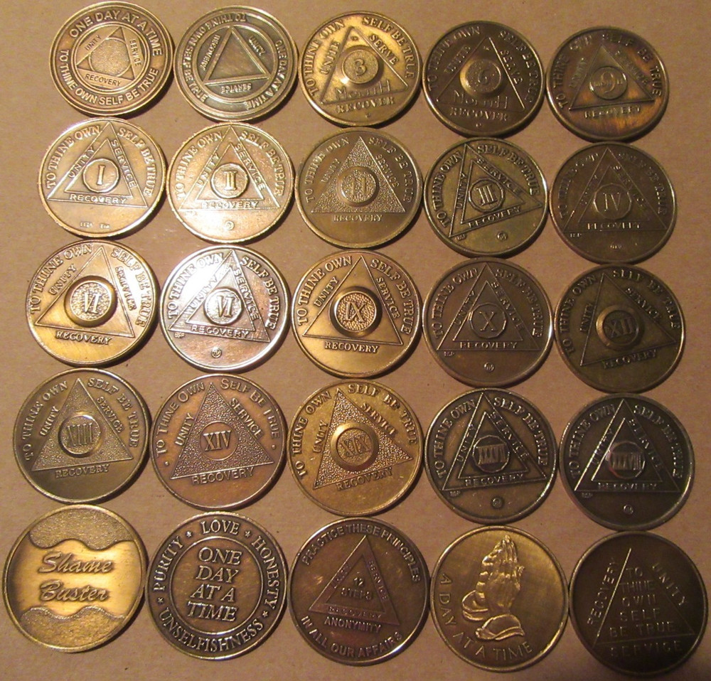 Alcoholics Anonymous AA medallion Bronze