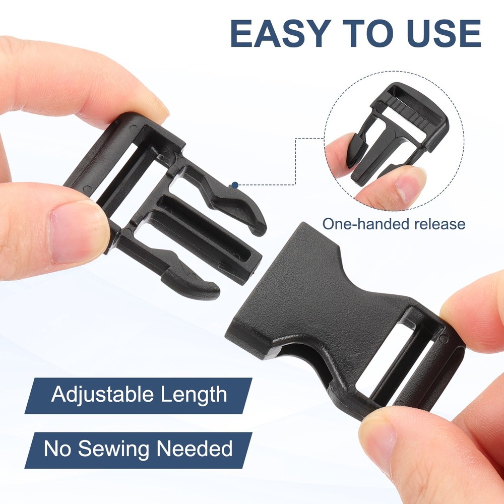 10pcs Quick Side Release Buckles 1-1/4" Dual Adjustable No Sewing Clips Snaps