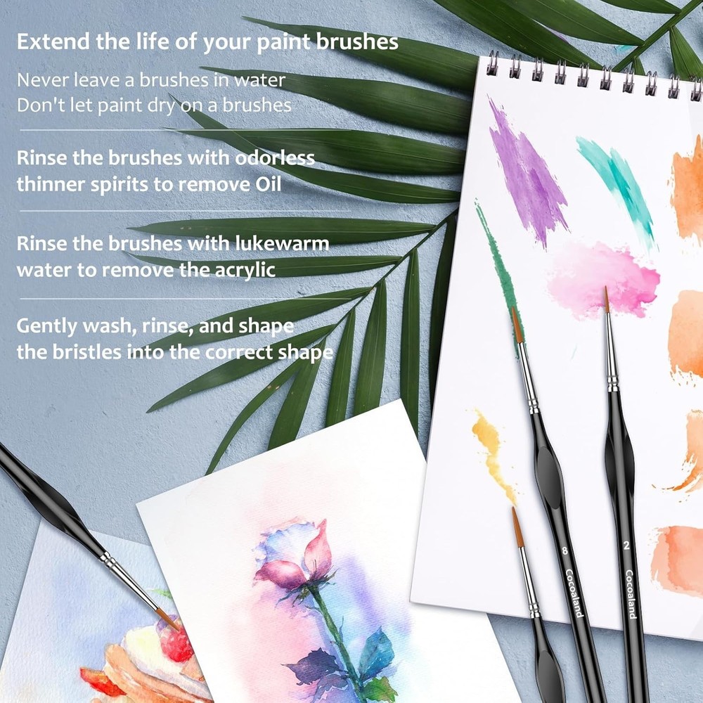 Micro Paint Brushes Set 10Pcs Fine Tip Acrylic Watercolor Tiny Detailing