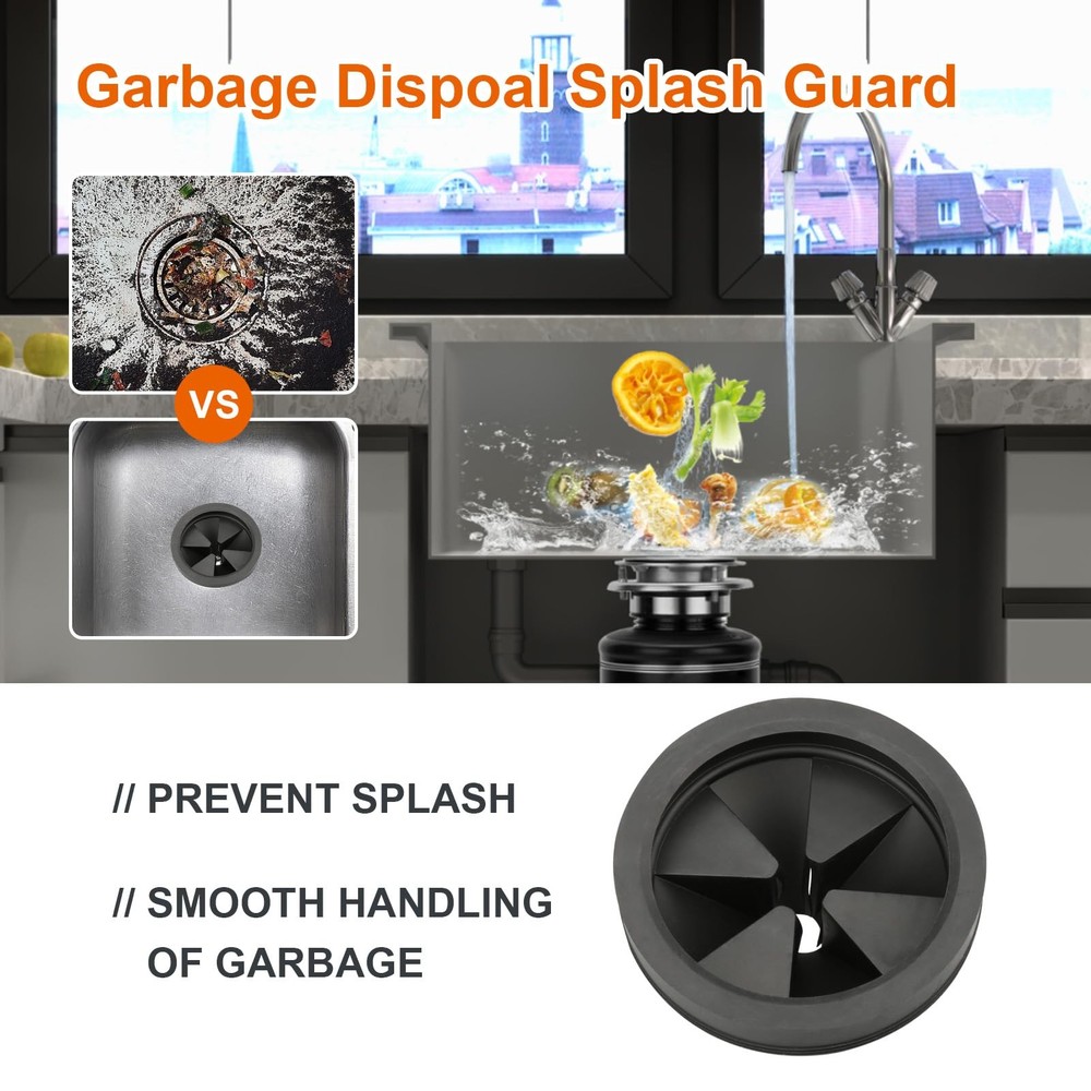 2 Pcs Garbage Disposal Splash Guard Sink Baffle, 3 1/8" Black 3 2pack