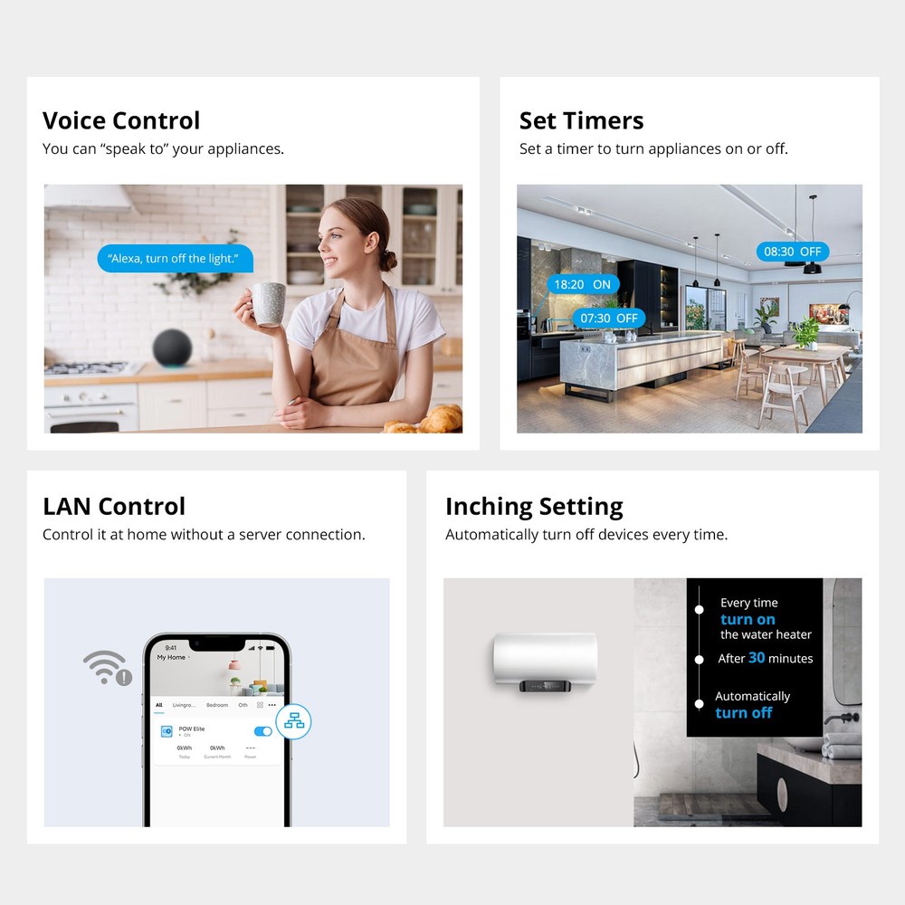 SONOFF Smart Switch,Power Meter, 20A WiFi Smart Switch, LCD Digital Energy Meter