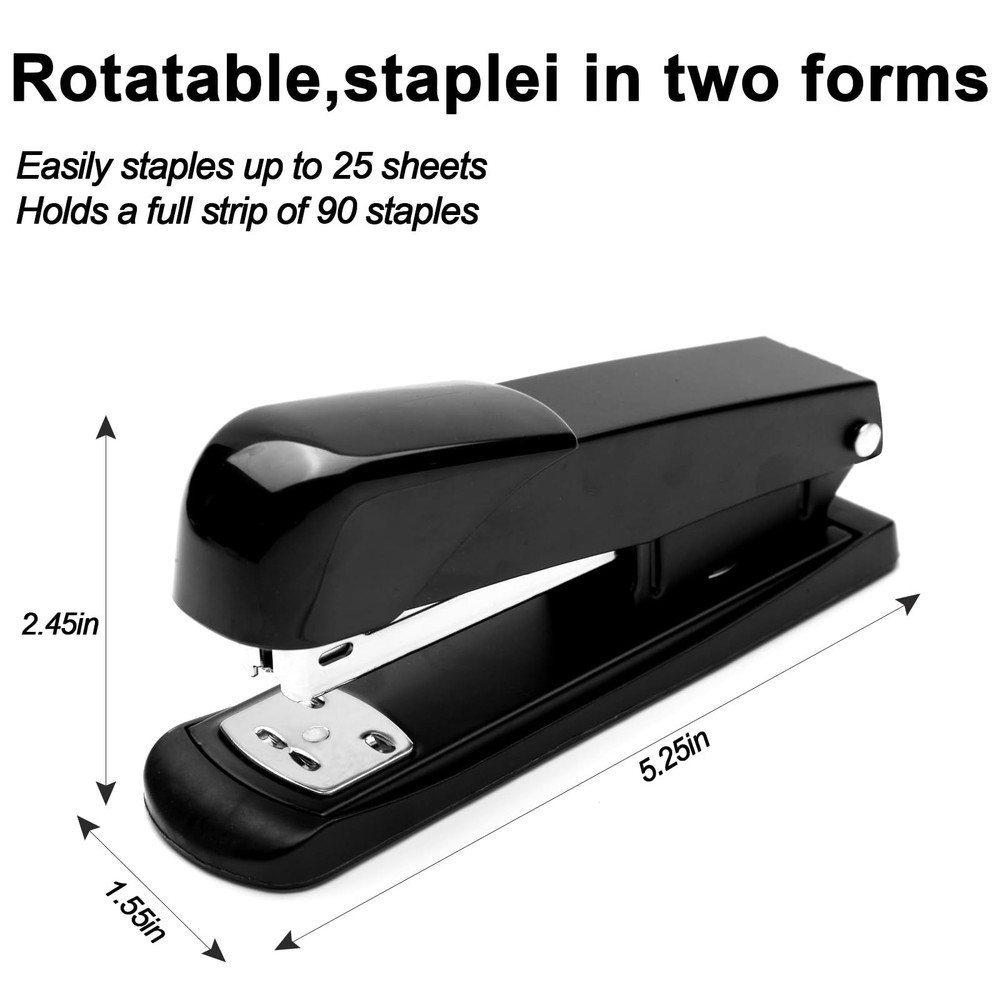 Office Stapler Black, Automatic, 25 Sheet Capacity, With 1000 Staples