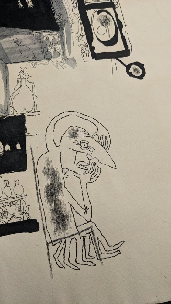 Fritz Kreidt, abstract room composition, drawing, unsigned