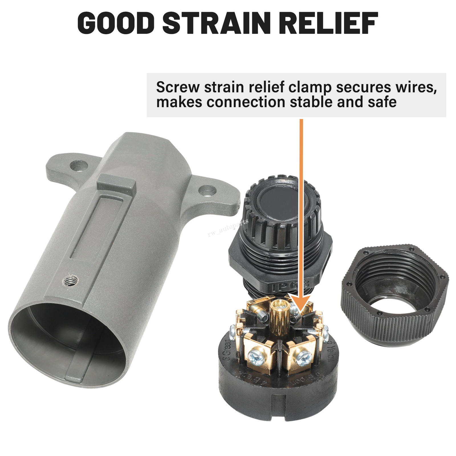 7-Way Blade Trailer Connector Plug with Waterproof Sealed 7 Pin RV-Style Adapter