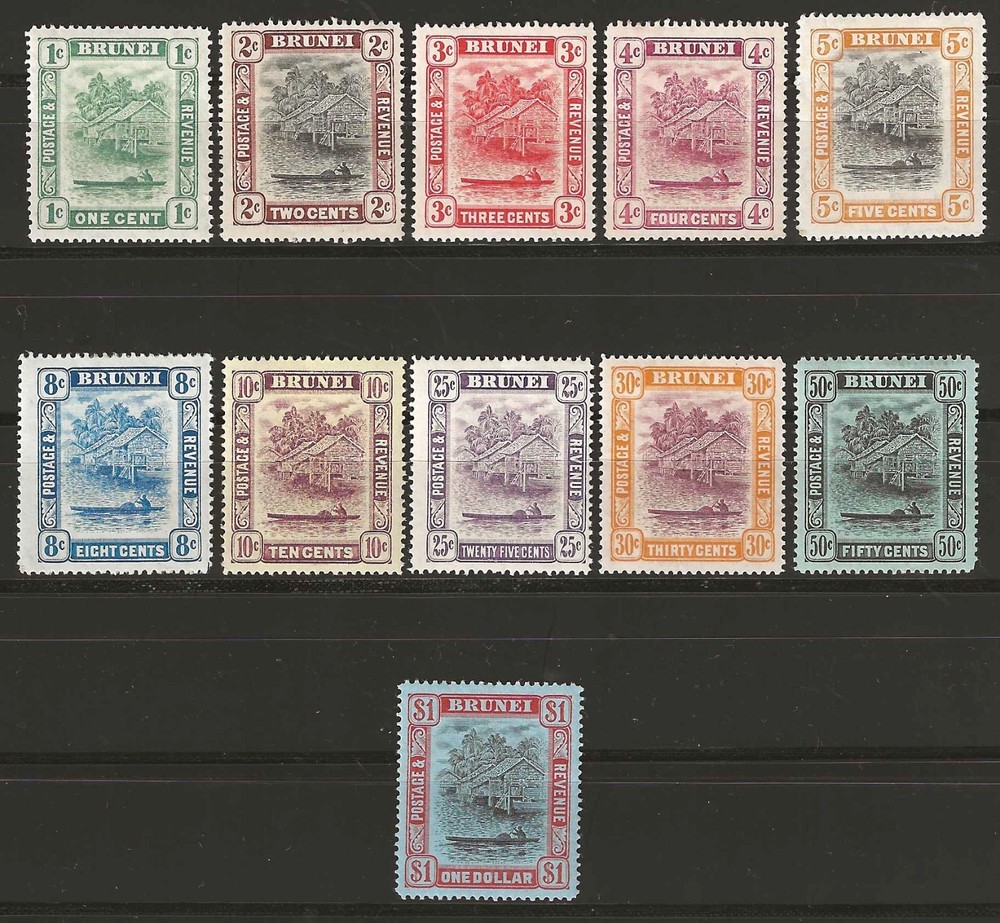 BRUNEI 1908/22 SG 35/46 MINT