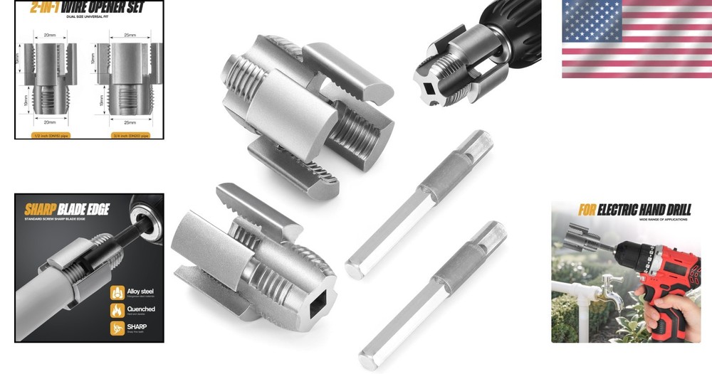 Dual-Function Pipe Threading Kit for Electric Drills