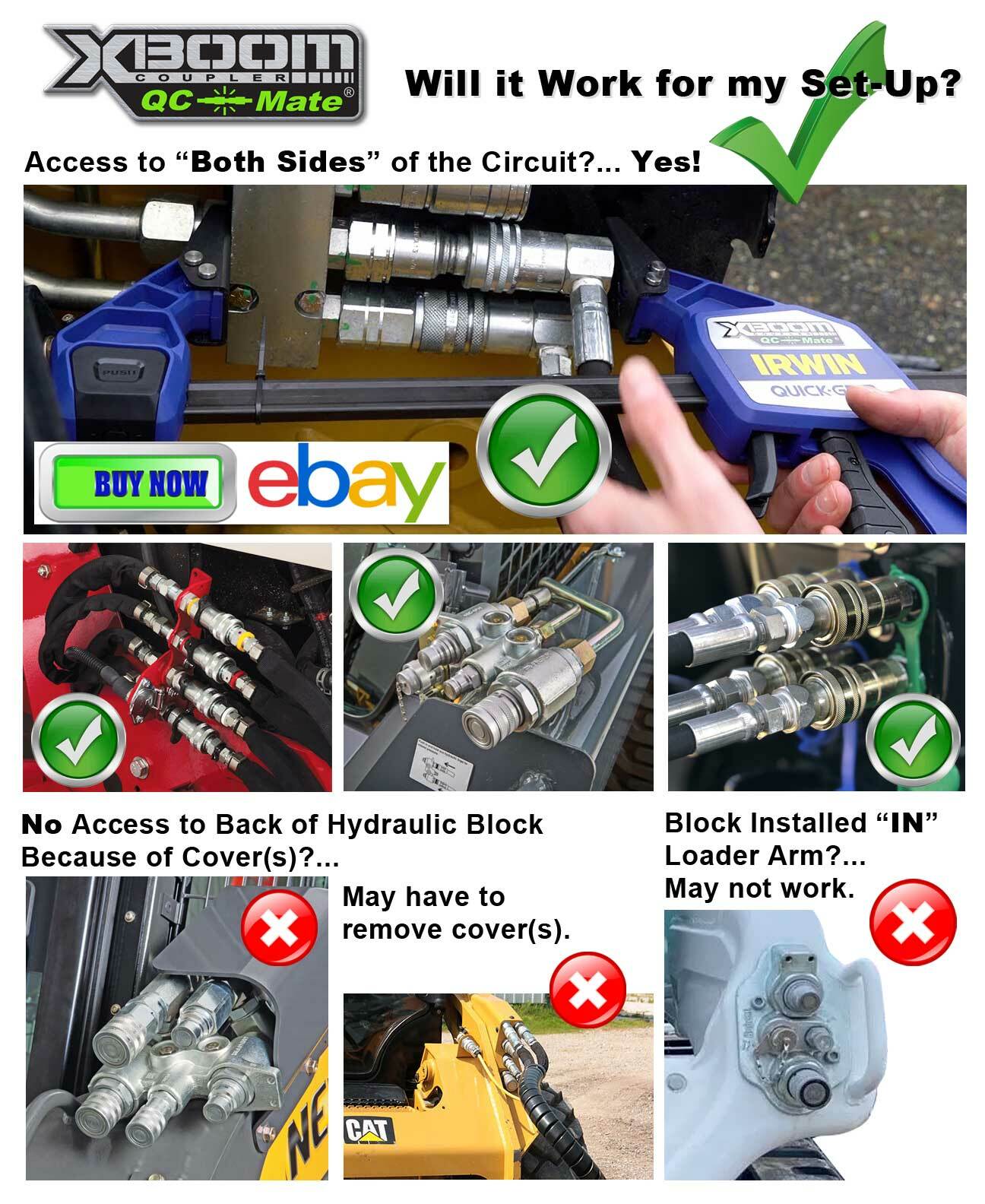 QC-Mate 12-in Hydraulic Quick Coupler Connect Under Pressure Clamp
