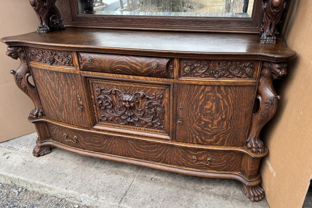 R. J. HORNER OAK WINGED GRIFFIN SIDEBOARD