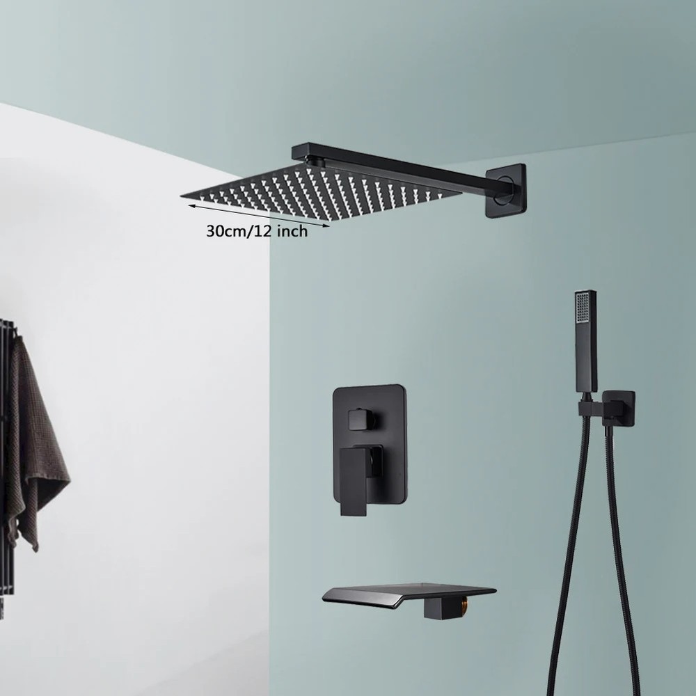 Shower Faucets System Bathroom Wall Mounted Rainfall Shower Kit Concealed