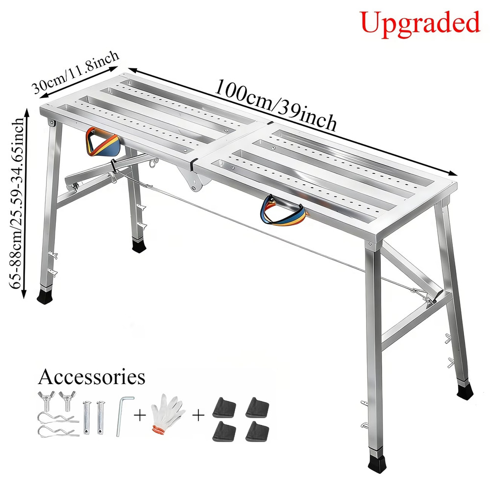 Portable Foldable Workbench with Adjustable Height & Wide Base - Heavy-Duty