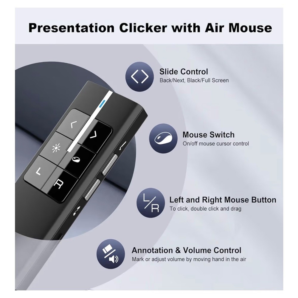 Knorvay N29 Wireless Presenter Remote Red Laser Pointer USB PowerPoint Clicker