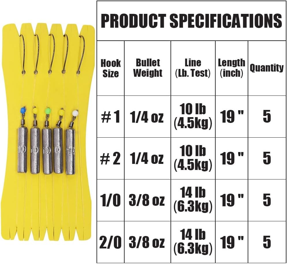 Drop Hook Size 2/0-Weight 3/8 oz-Qty 5, 5