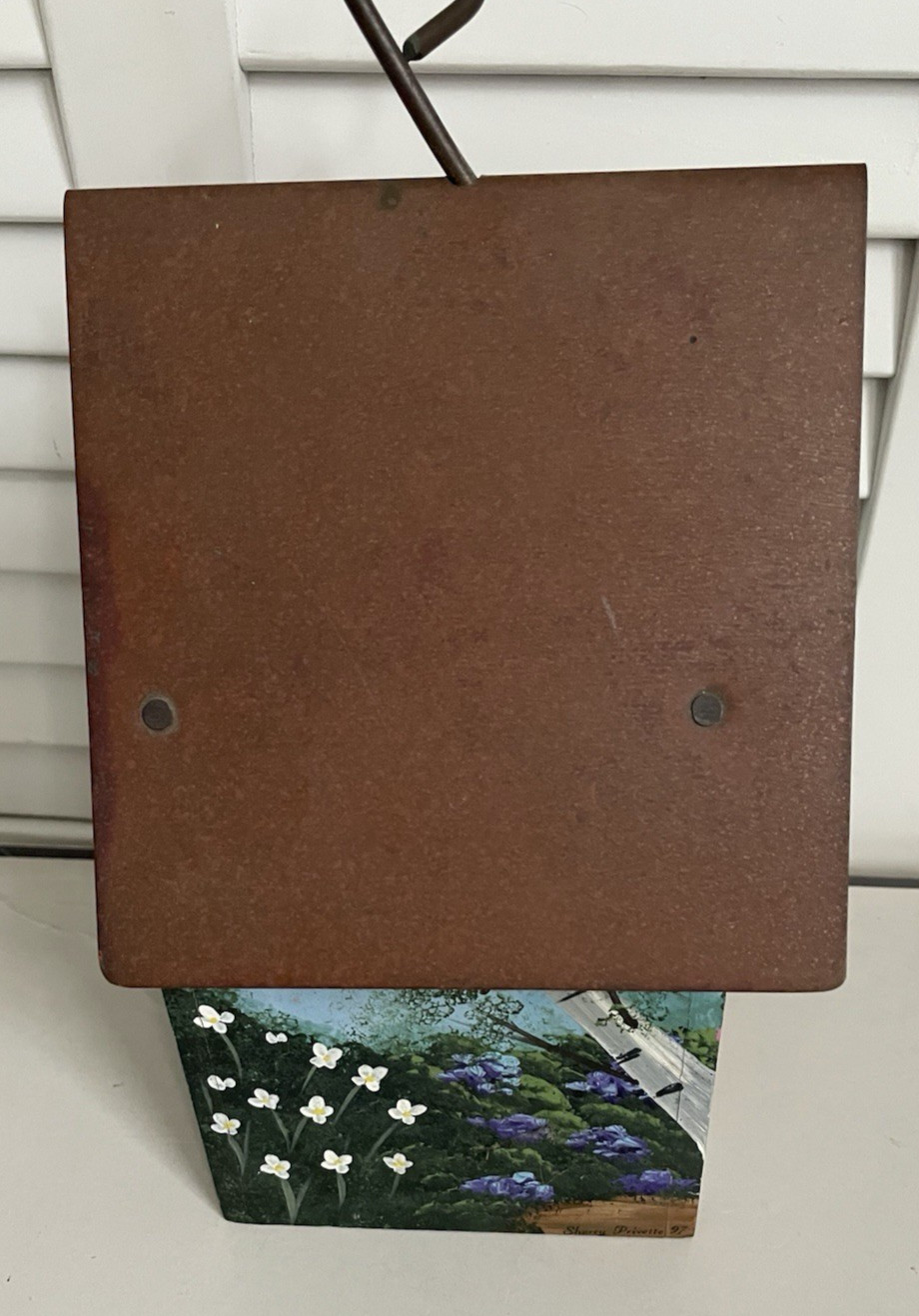 Vtg Hand Painted Birdhouse Copper Roof Polly's Perch similar 'The Art Dept' 1996