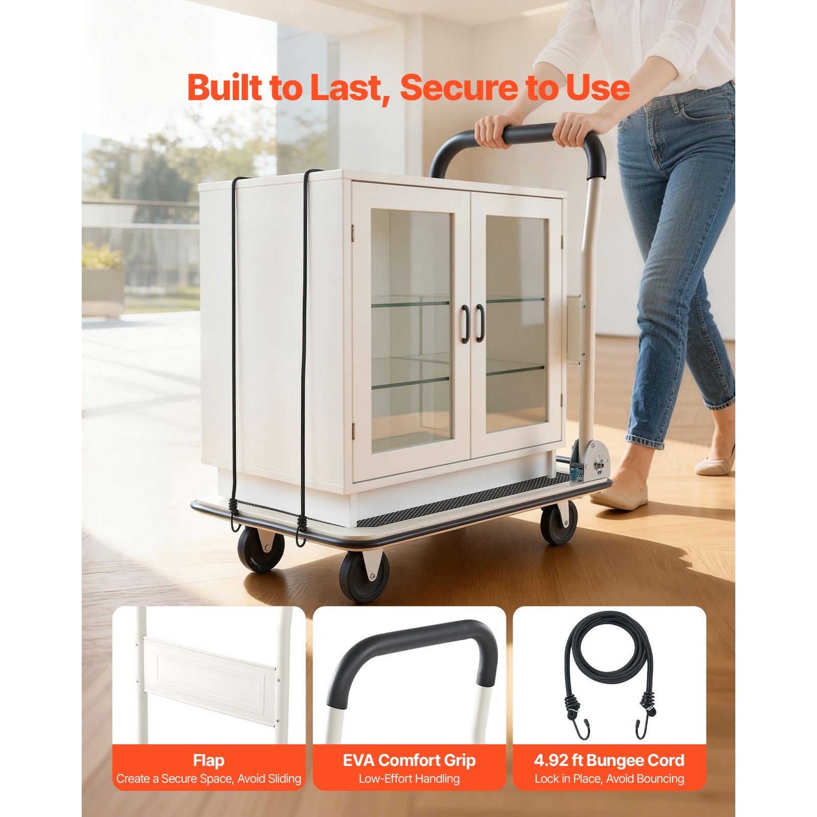 Uimoso Foldable Push Cart Dolly 330lbs Capacity with Wheels and Folding Platform