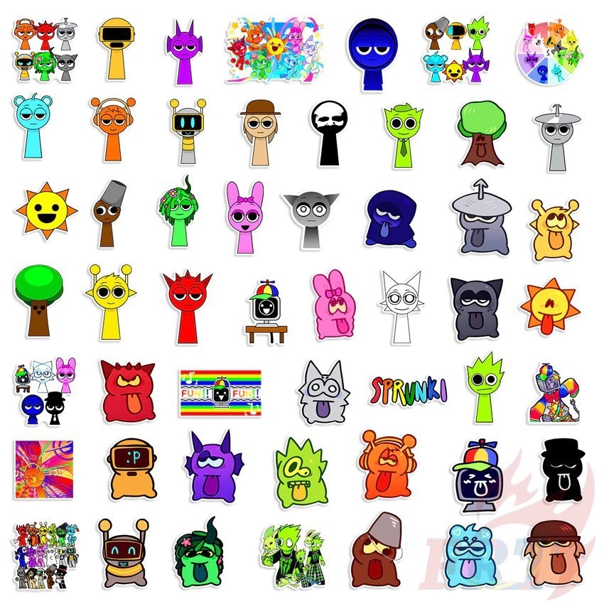 100/50 Incredebox Sprunki Sticker Pack