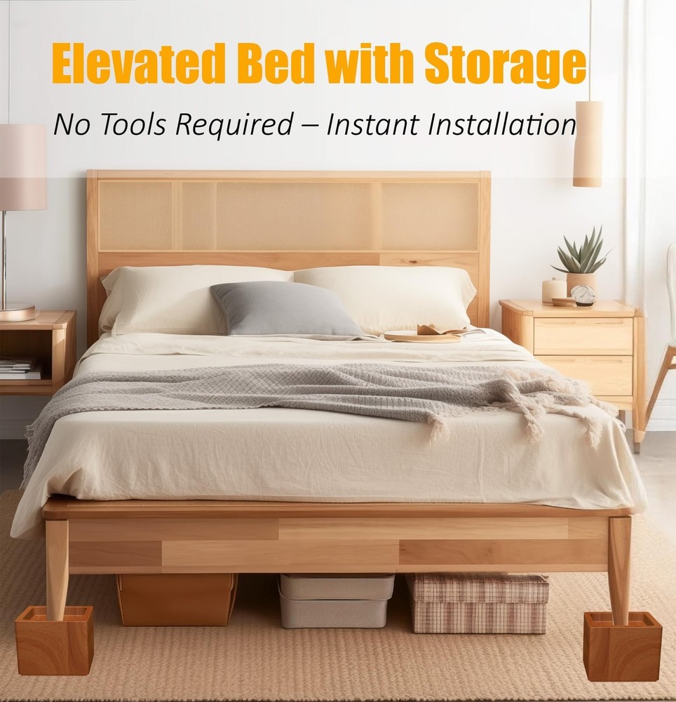 Premium Solid Pine Wood Bed Furniture Risers HeavyDuty Elevation 3 Inch