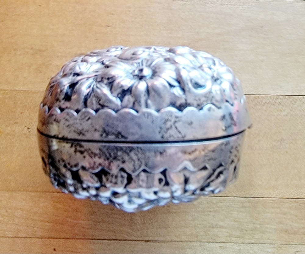 Antique Gorham Sterling Silver Repousse Soap Box Circa 1903